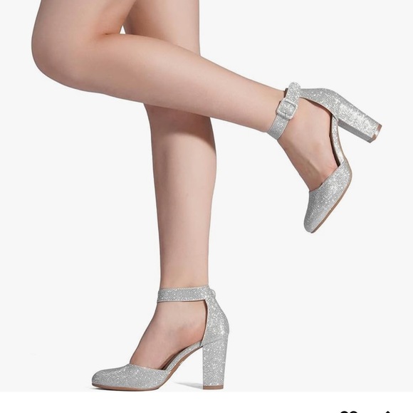 DREAM PAIRS Women's High Heel Closed Toe Chunky Wedding Pumps Shoes - Picture 5 of 6